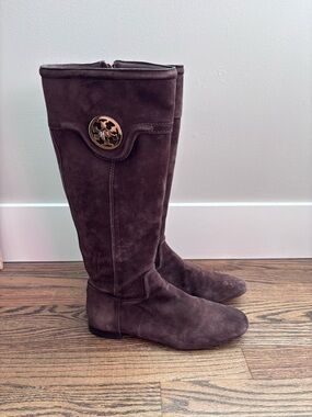 Tory Burch Brown Suede Riding Boots Womens
